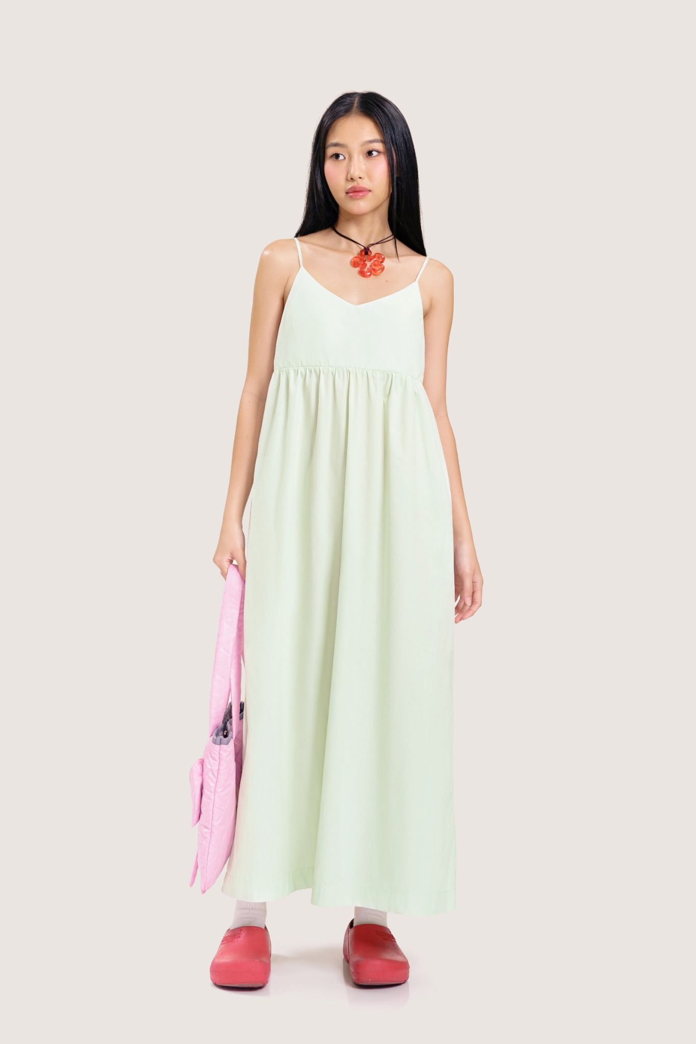  Melon Green Strappy Midi Dress 