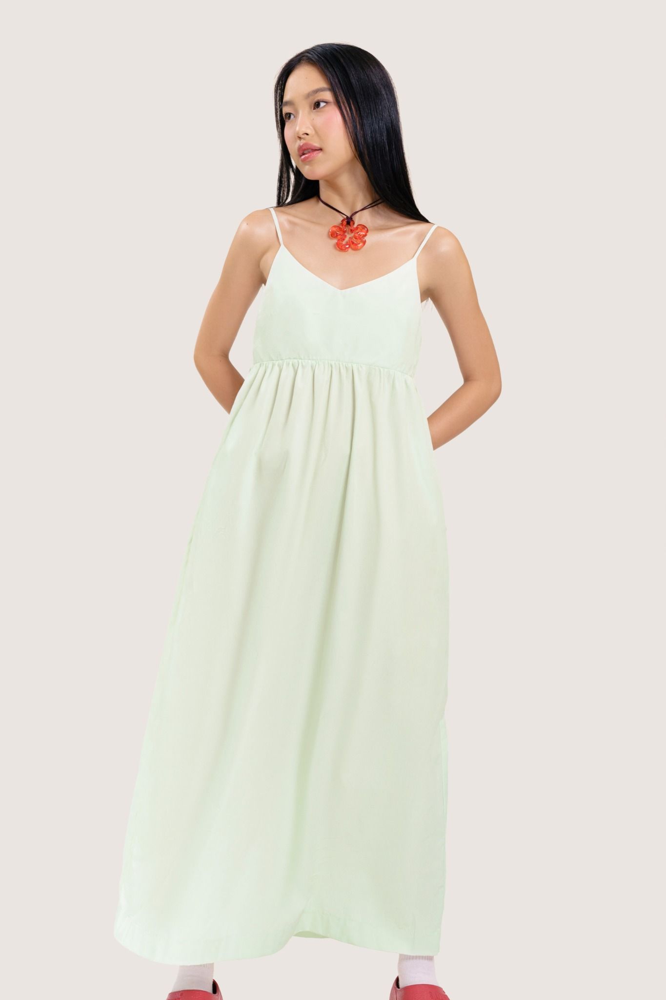  Melon Green Strappy Midi Dress 