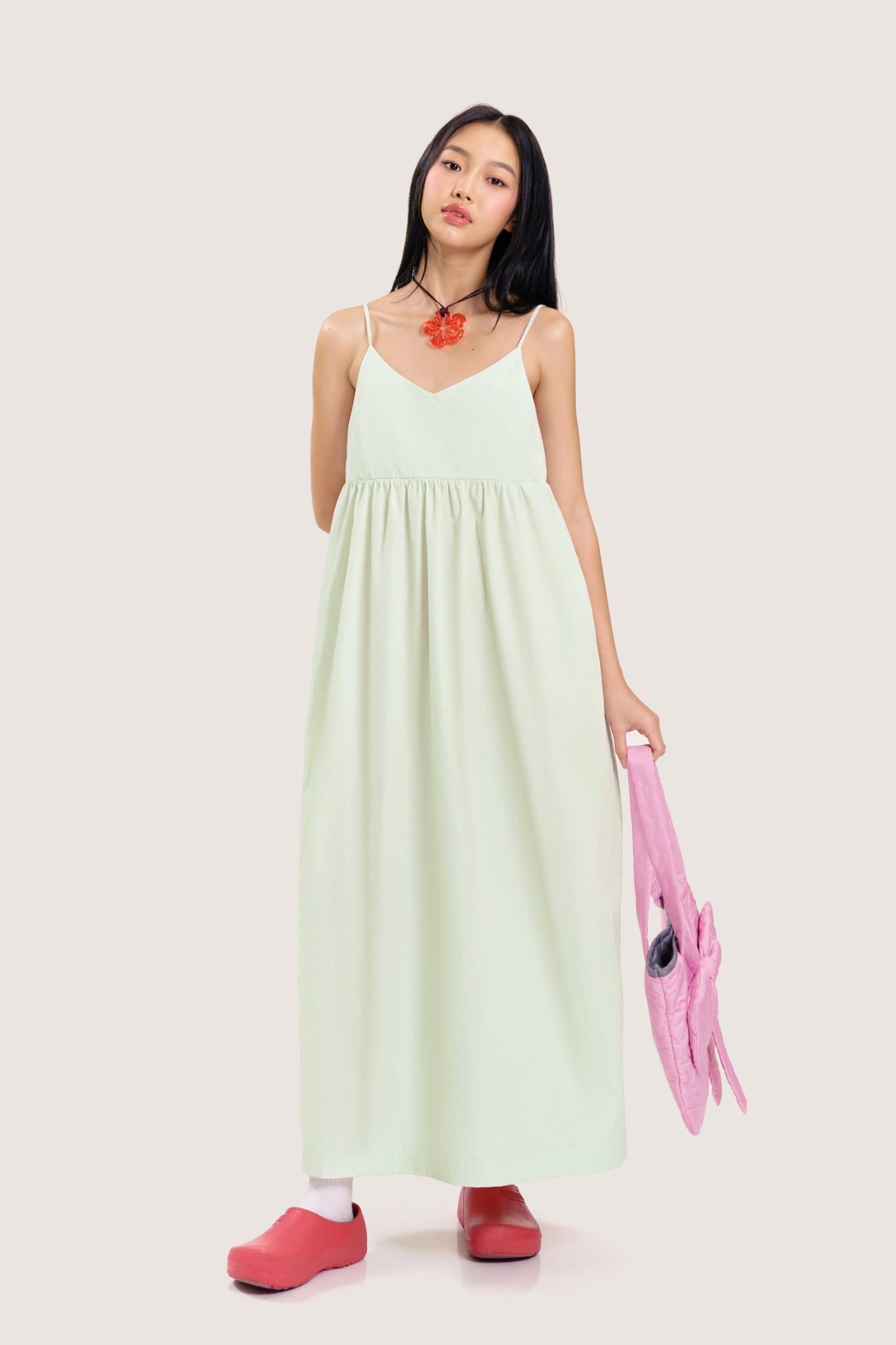  Melon Green Strappy Midi Dress 