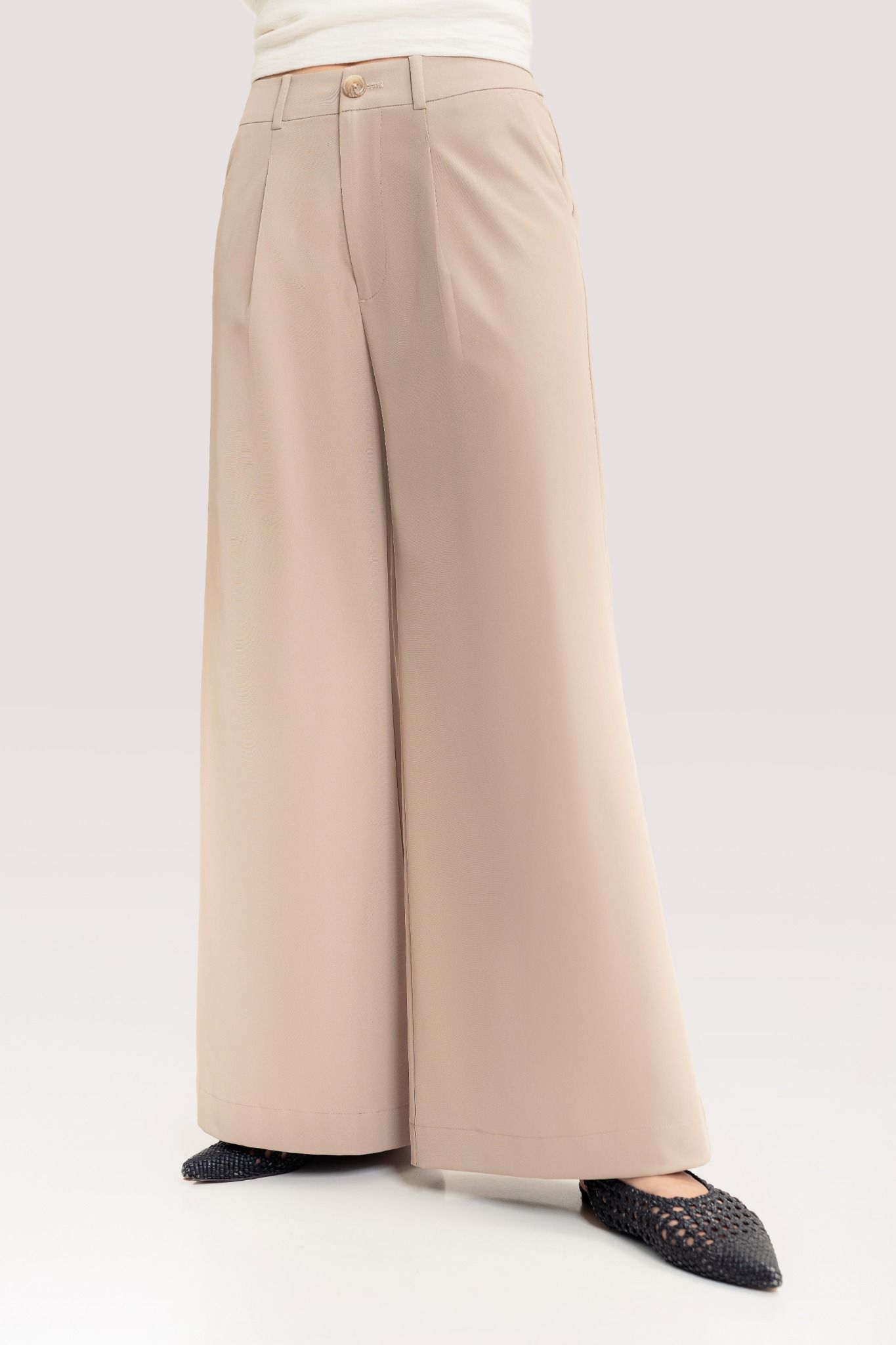  Milk Tea Brown Khaki Wide Leg Trousers 