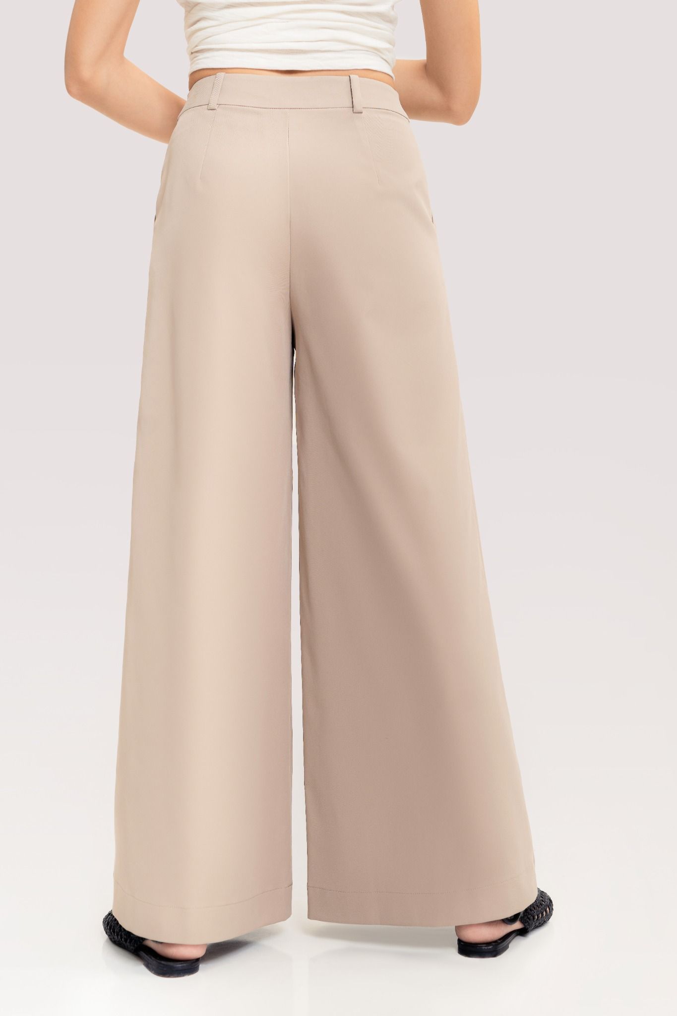  Milk Tea Brown Khaki Wide Leg Trousers 