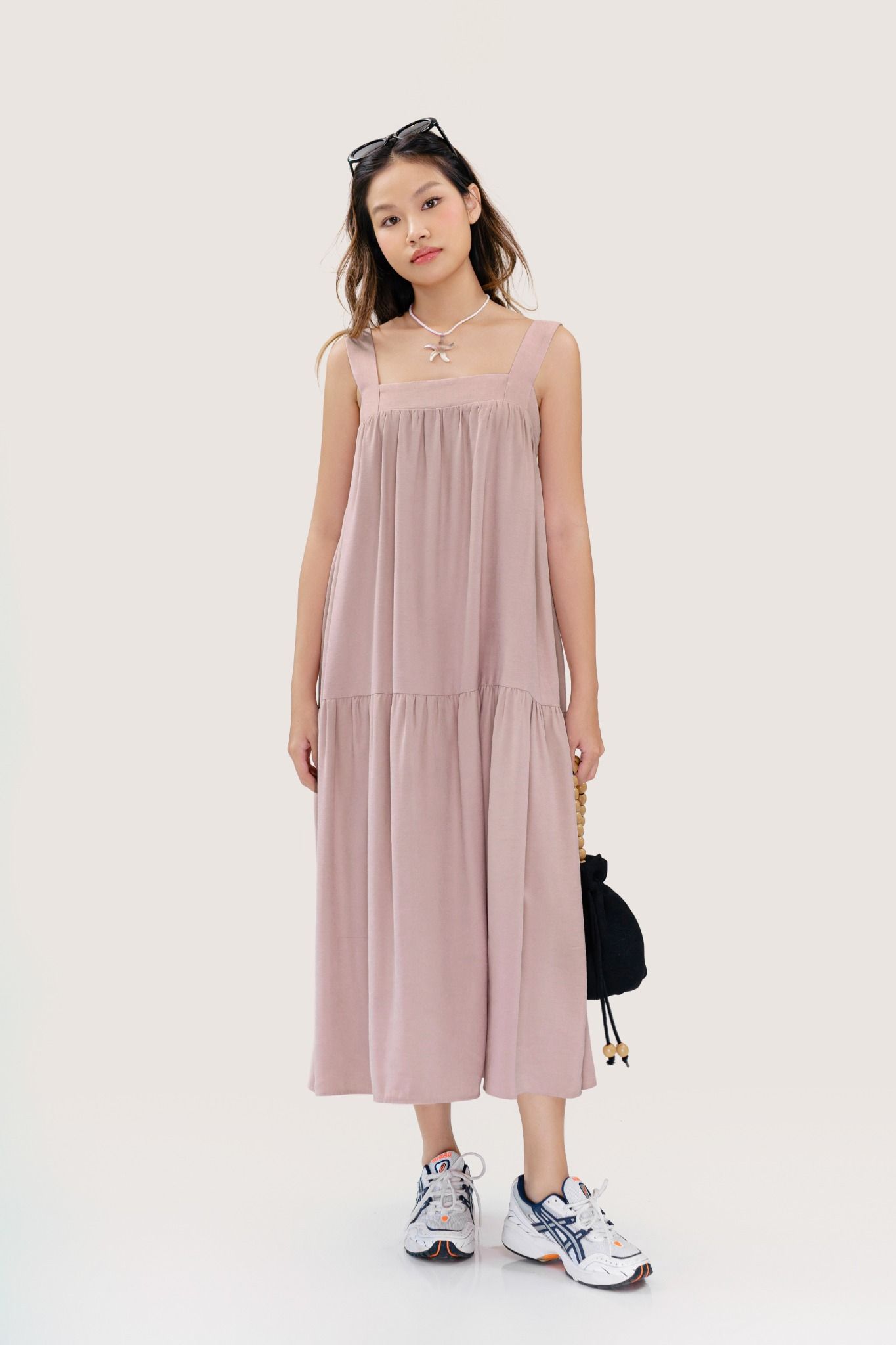  Pastel Pink Tiered Maxi Dress 