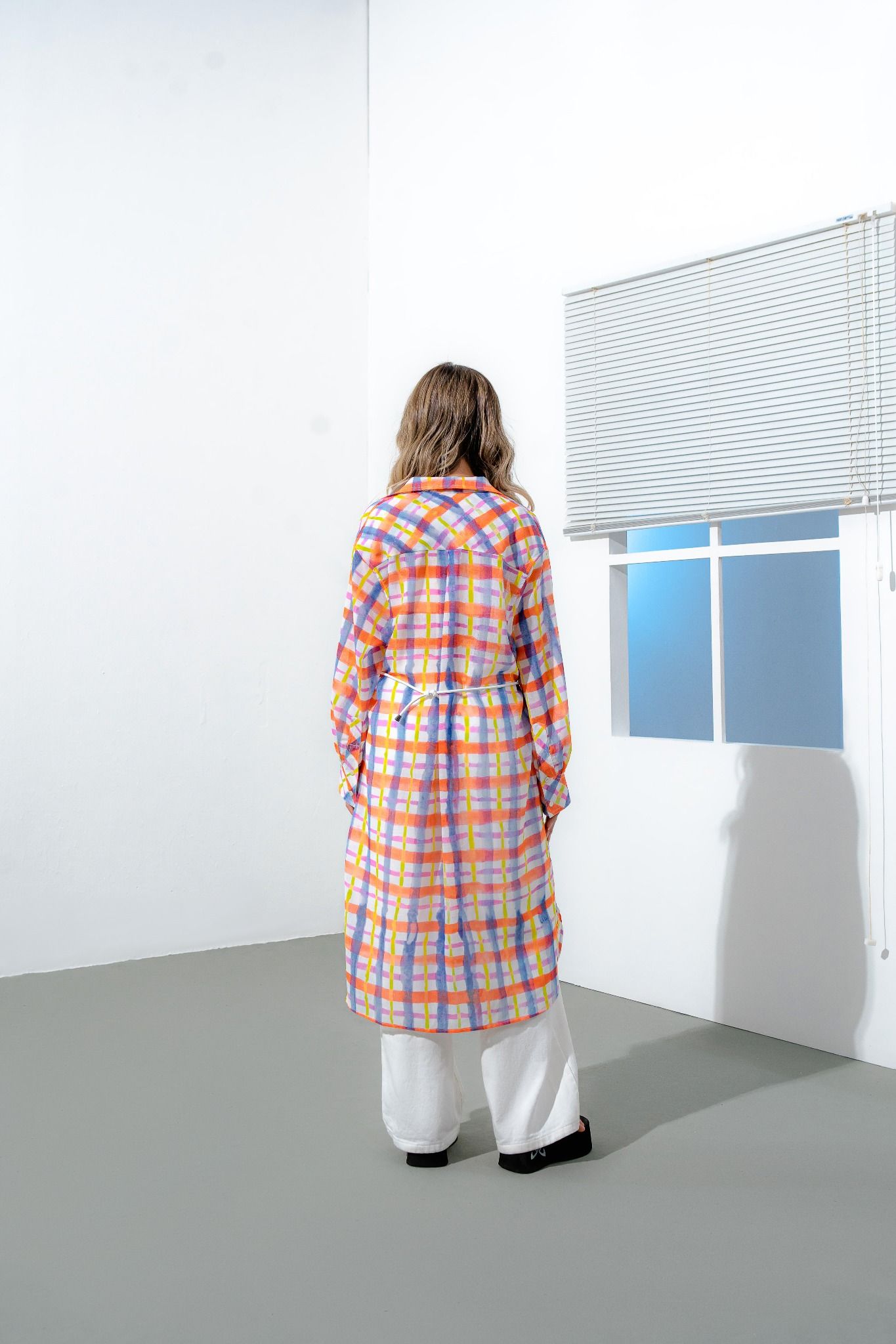  Checked Midi Shirt Dress 