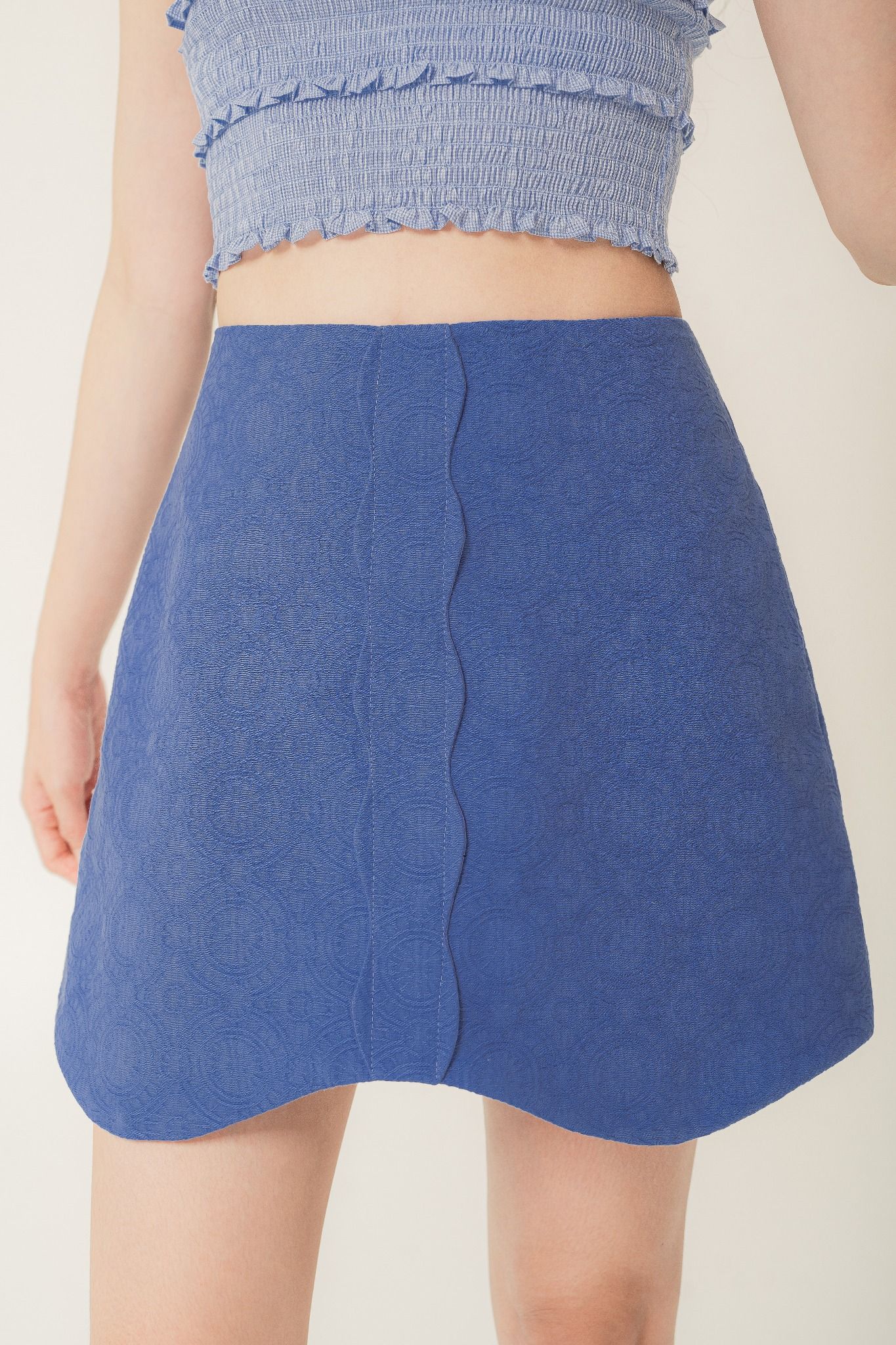  Blue Scallop Mini Skirt 
