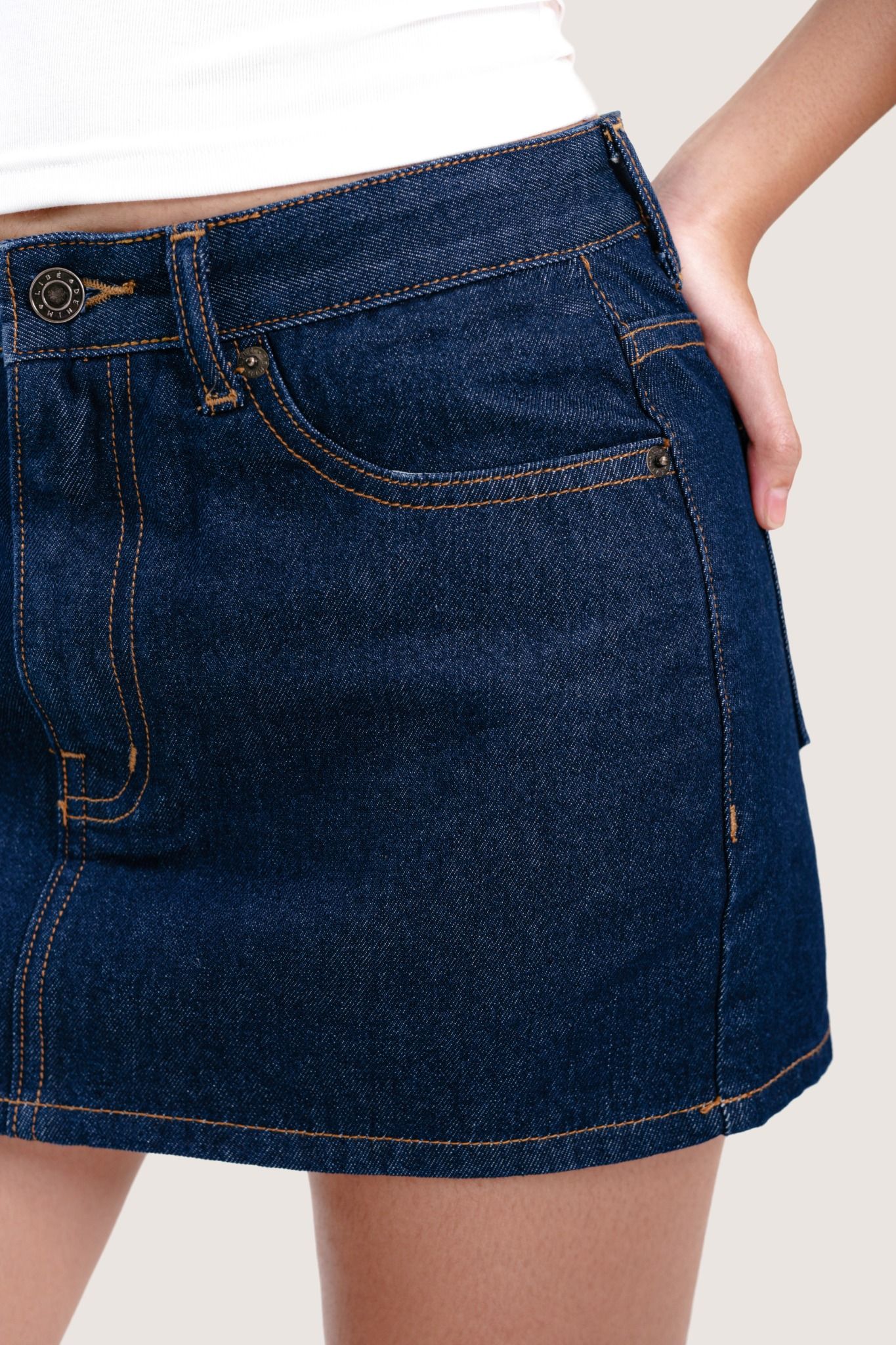  Indigo Low Waist Denim Mini Skirt 