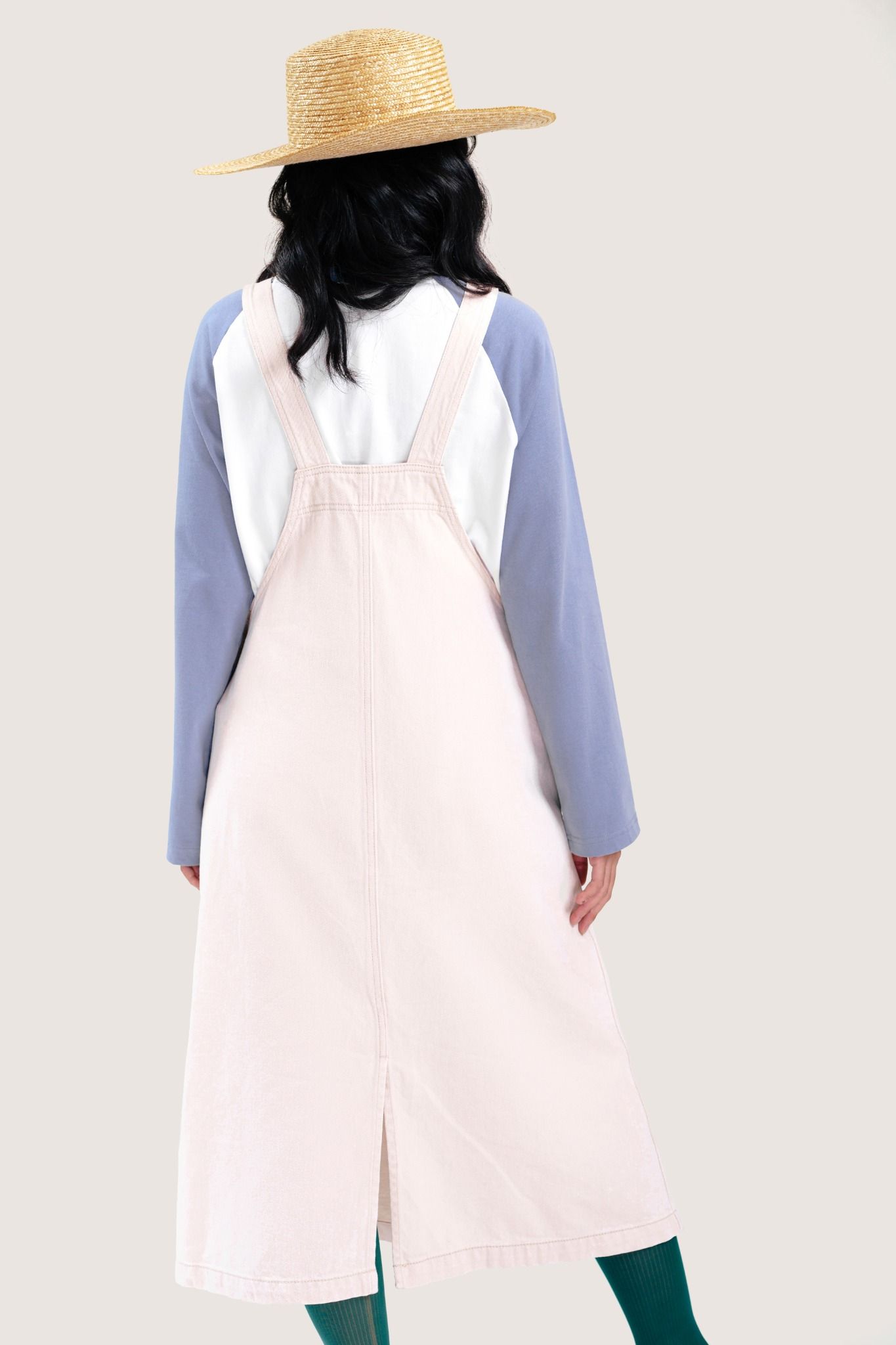  Ivory A-line Denim Overall Dress 