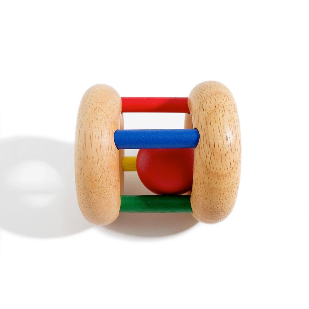 Xk405 - Wooden Rolling Cage Baby Rattle