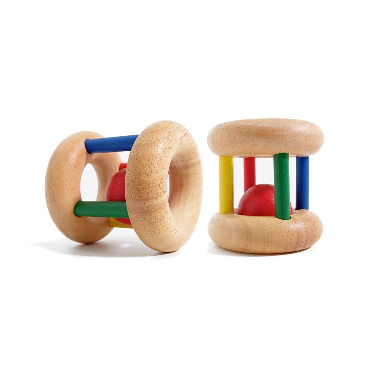 Xk405 - Wooden Rolling Cage Baby Rattle