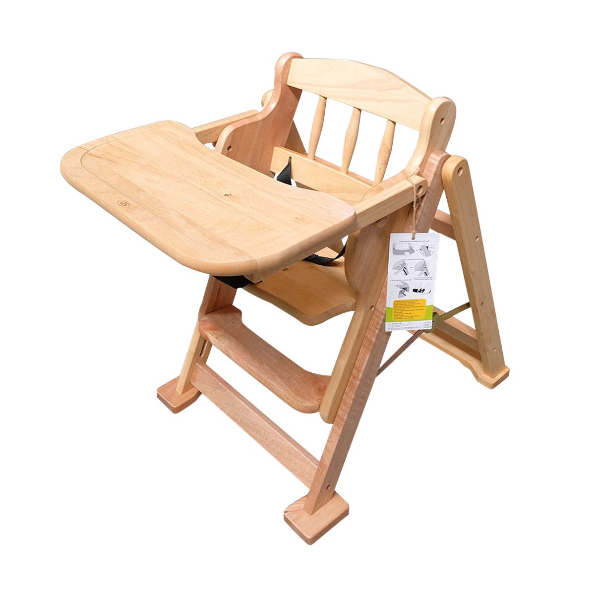 XK817 - Simple Wooden High Chair (4 Adjustable Heights)
