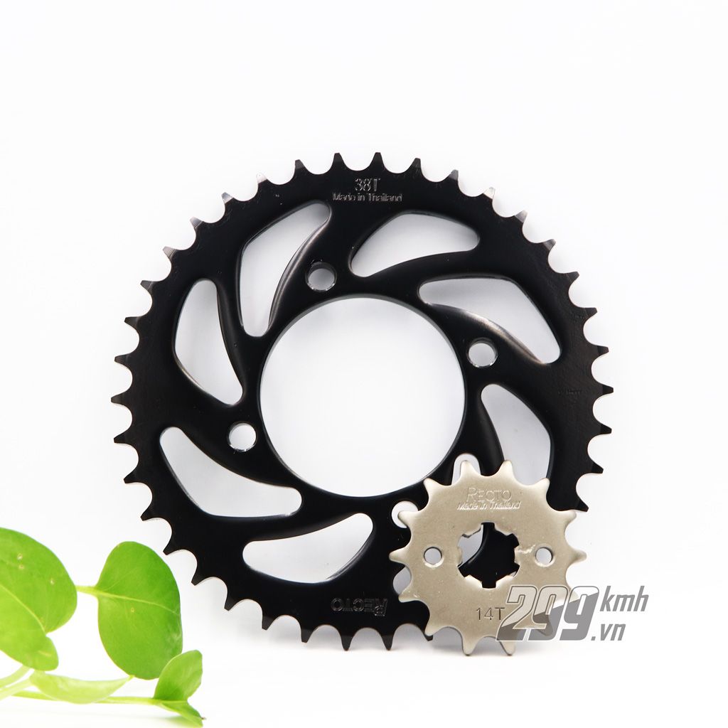 Trọn bộ nhông dĩa Recto và sên vàng không phốt Regina 428 124L- Made in Italy cho xe Exciter 135