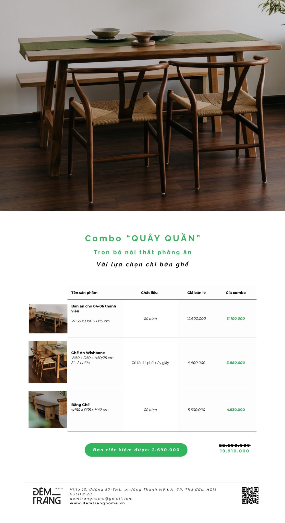 COMBO QUÂY QUẦN - TRỌN BỘ NỘI THẤT PHÒNG ĂN CHỈ VỚI BÀN GHẾ