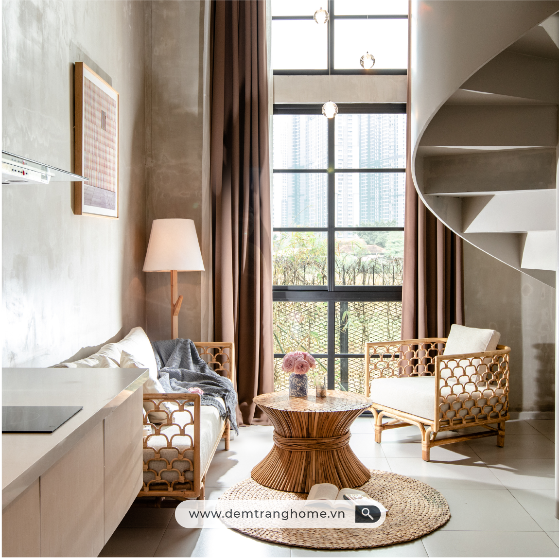 SOFA ĐƠN VỎ SÒ SHELLY - SOFA MÂY TỰ NHIÊN