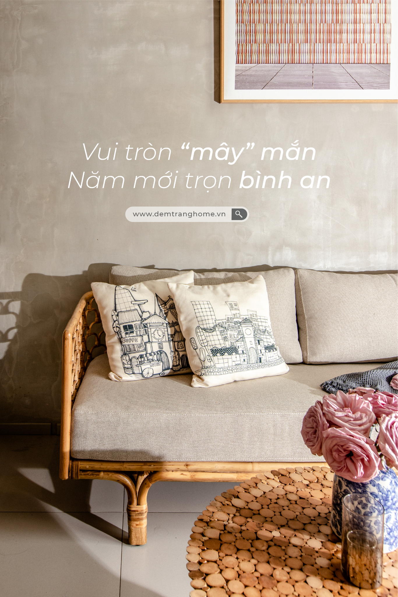 SOFA BĂNG DÀI 3 CHỖ VỎ SÒ SHELLY - SOFA MÂY TỰ NHIÊN