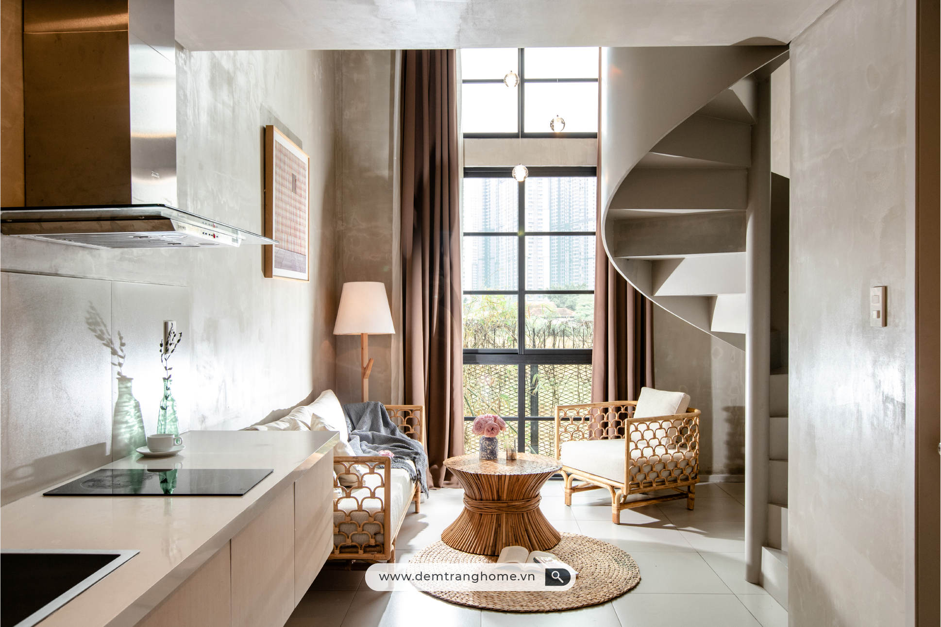 SOFA BĂNG DÀI 3 CHỖ VỎ SÒ SHELLY - SOFA MÂY TỰ NHIÊN