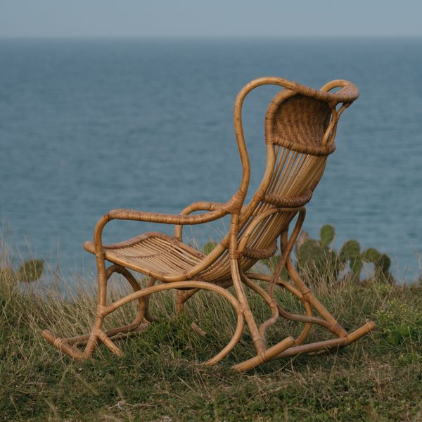  Ghế bập bênh mây tự nhiên - Rattan Rocking Chair 