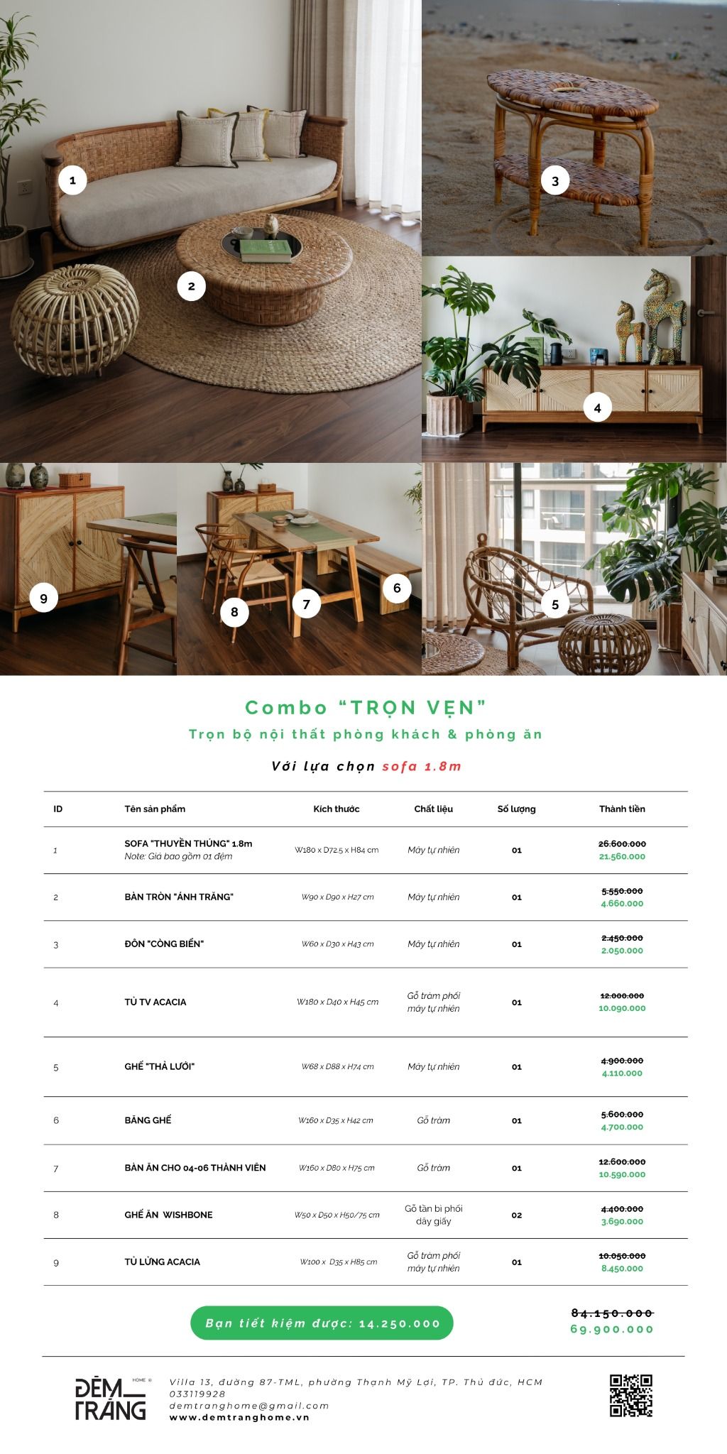 COMBO TRỌN VẸN - TRỌN BỘ PHÒNG KHÁCH & PHÒNG ĂN