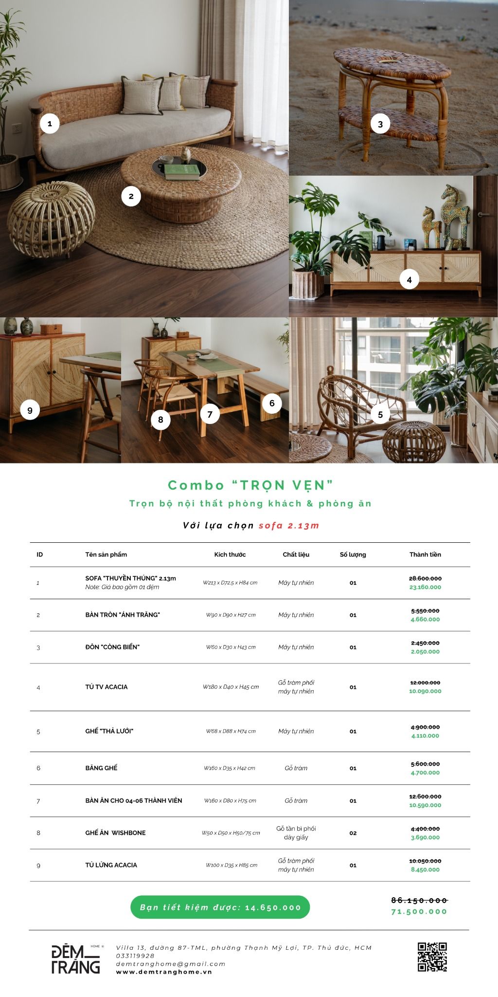COMBO TRỌN VẸN - TRỌN BỘ PHÒNG KHÁCH & PHÒNG ĂN