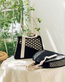  Túi vải họa tiết tre đan thủ công quai cầm bằng vải kiểu dáng thanh lịch trang nhã - Mã sản phẩm HB01 