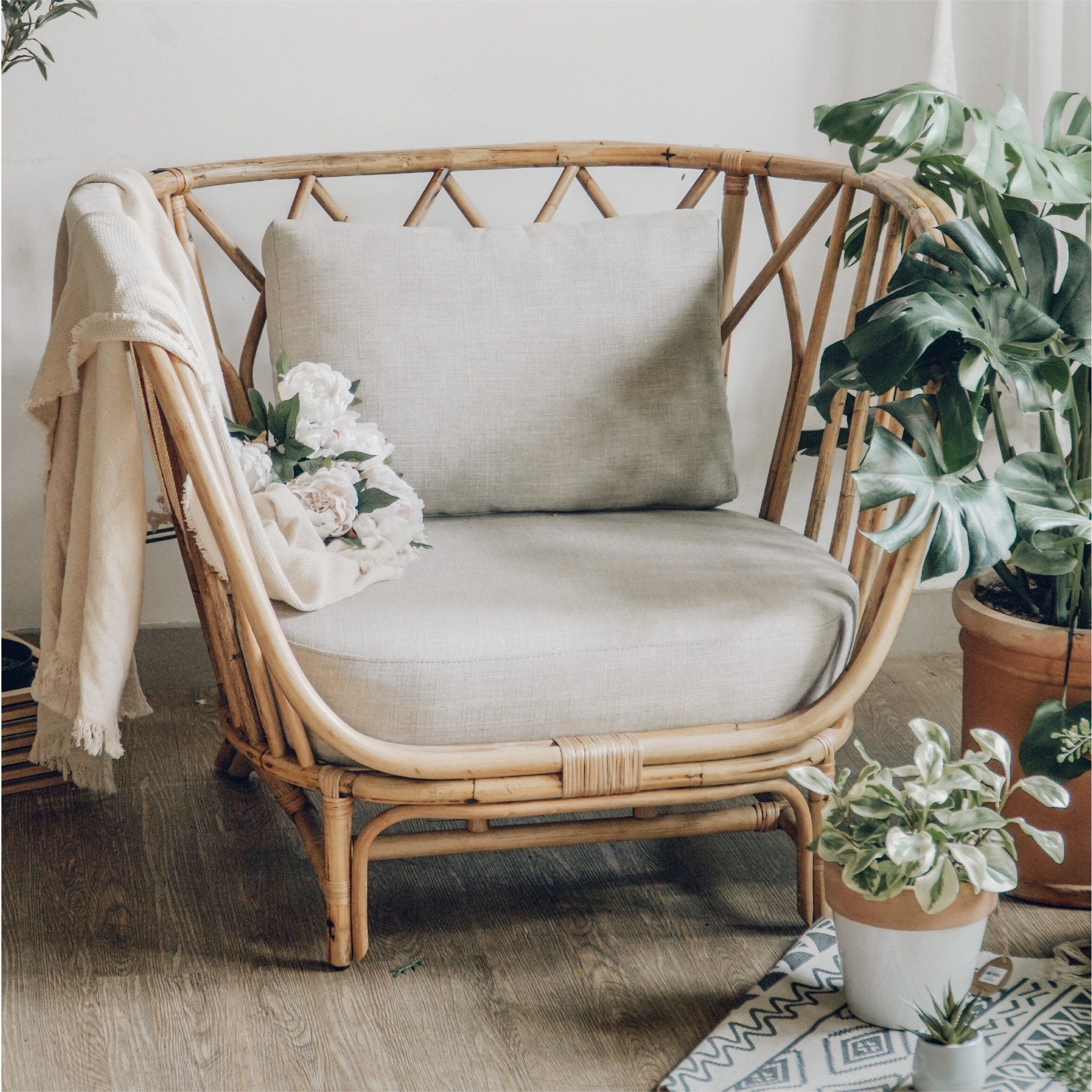 Sofa mây vòng đơn