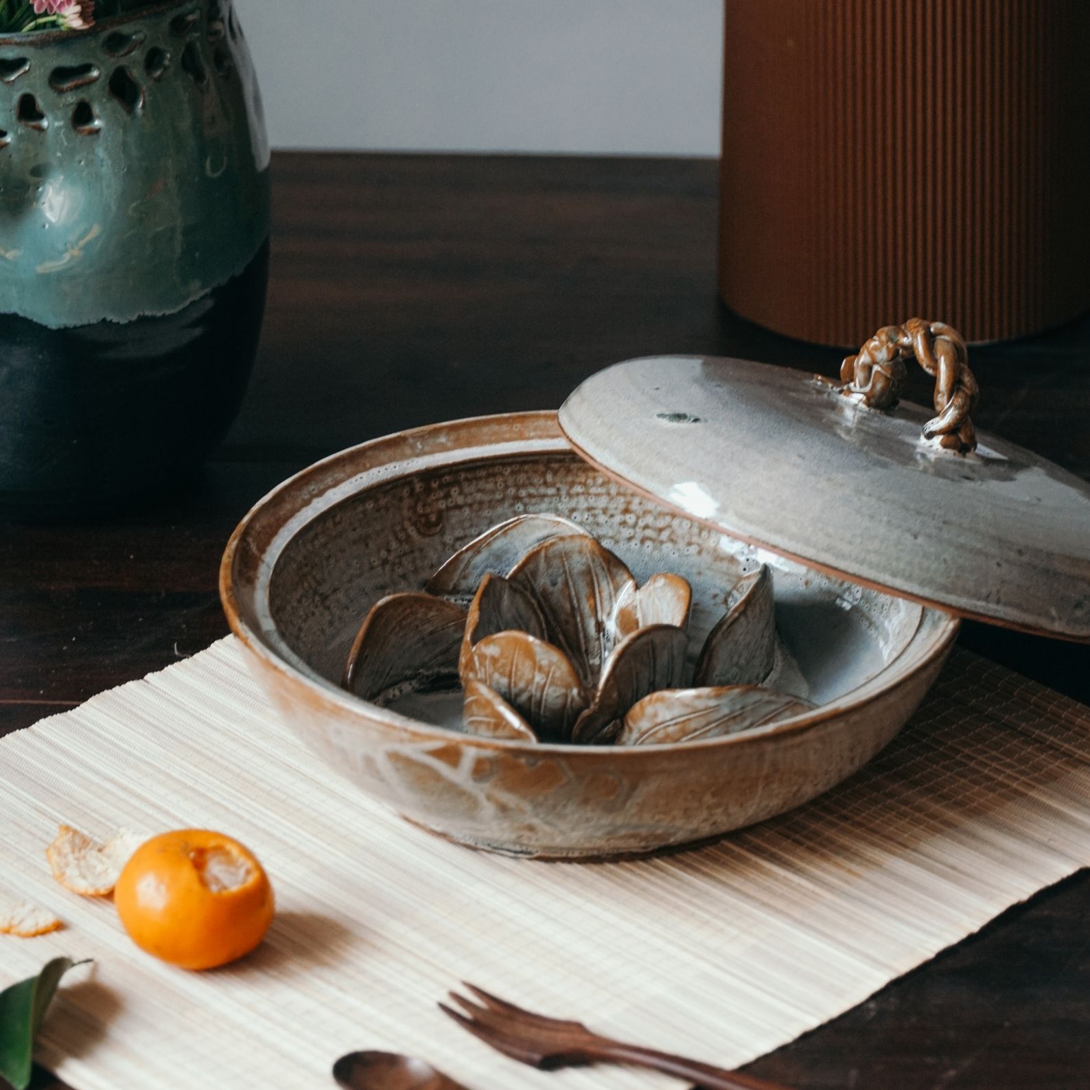 Khay bánh mứt - Gốm Thủ Công - Gốm Vuốt Tay