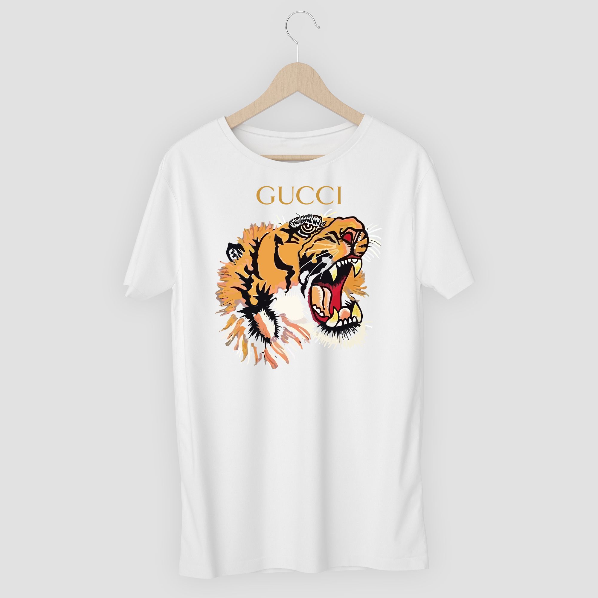 ÁO THUN IN CAO CẤP TIGER WHITE GUCCI