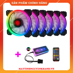 Bộ Quạt Tản Nhiệt 5 Fan Case Coolman Led RGB Dual Ring - Kèm Bộ Hub Và Remote - 075 new