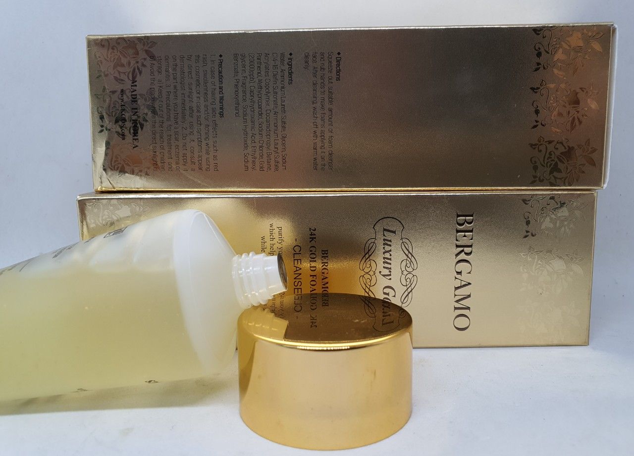 Sữa rữa mặt bergamo 24k gold foaming làm sạch trắng da hàn quốc 150 ml