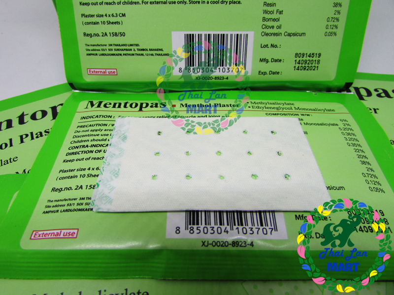 Cao dán mentopas trị đau nhức mỏi có 200 miếng dán hàng nội địa chính hãng thái lan