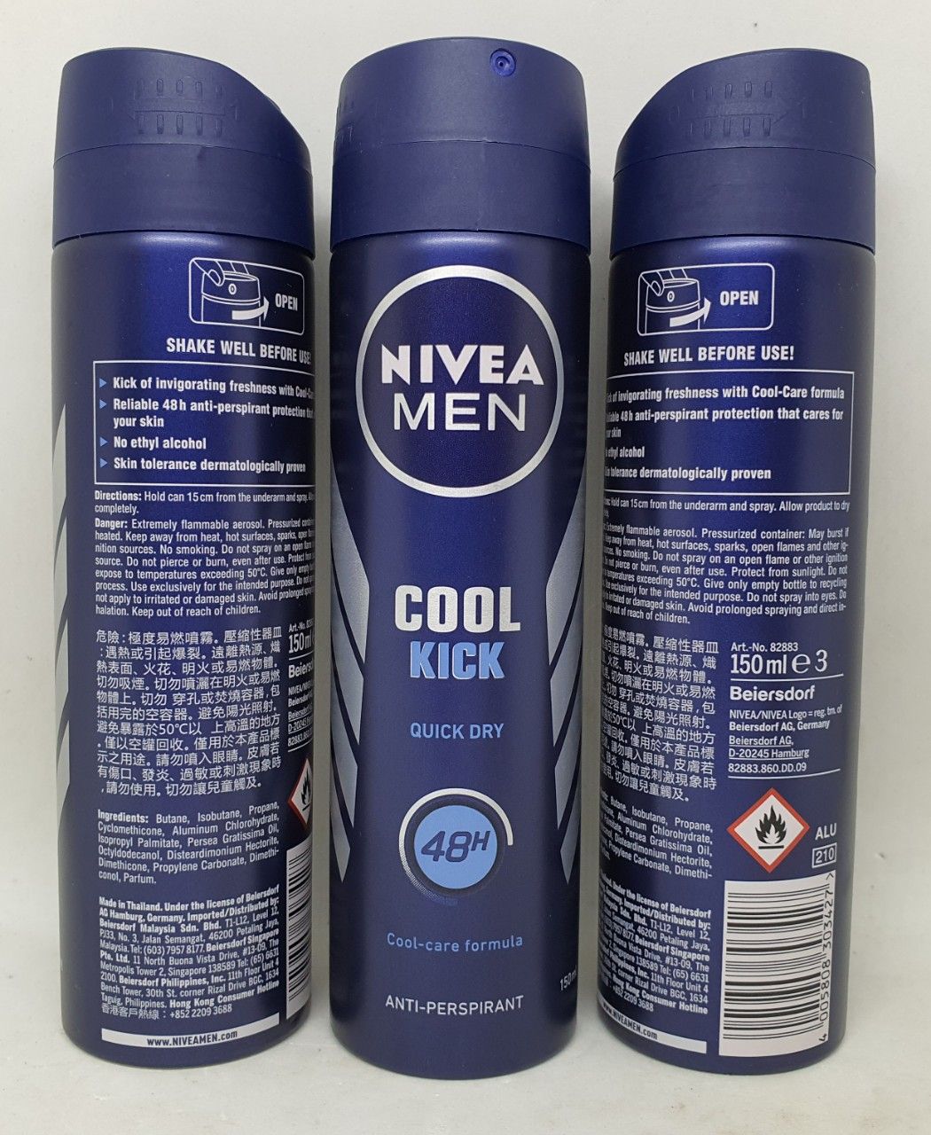 Xịt nivea men cool kick quick dry 48h hàng chính hãng đức 150 ml