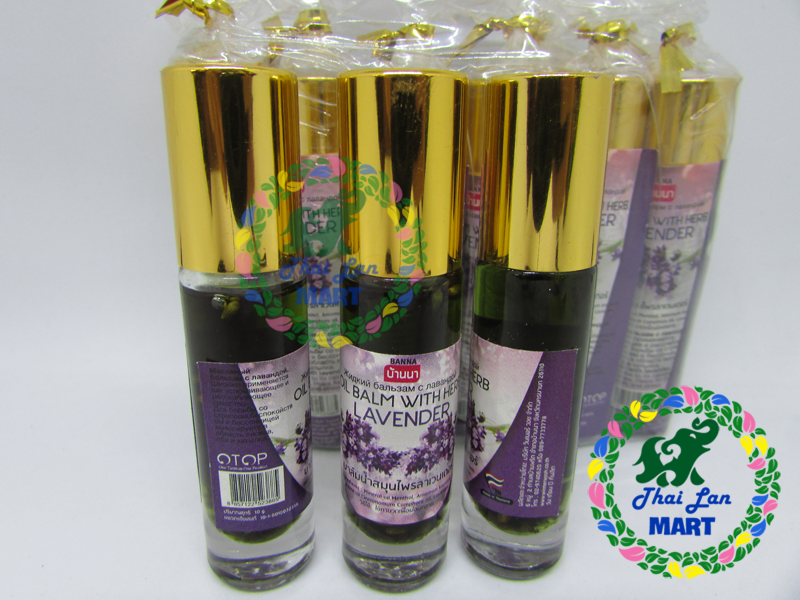 Dầu gió lăn oil balm with herb lavender otop chính hãng thái lan 8 ml