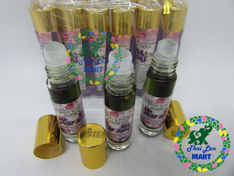 Dầu gió lăn oil balm with herb lavender otop chính hãng thái lan 8 ml