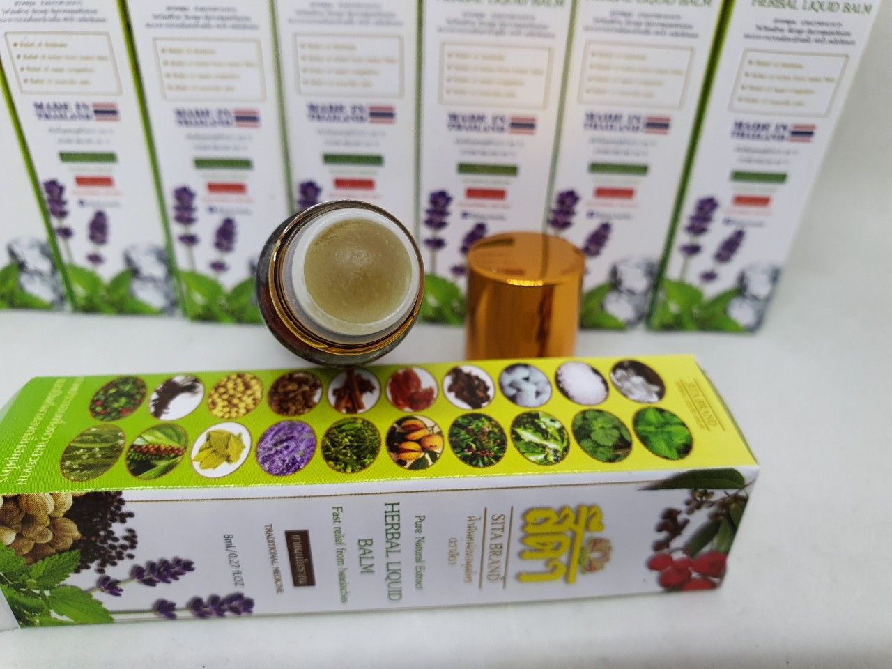 Dầu lăn sita brand herbal liquid balm 20 vị thảo mộc chính hãng thái lan 8 ml