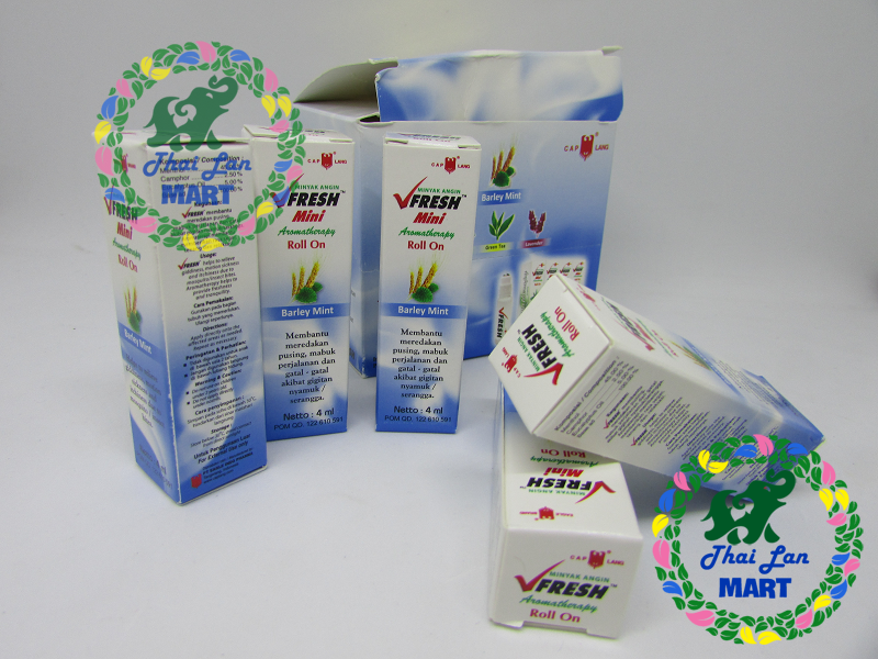 Dầu lăn vfresh mini barley thái lan hương lúa mạch bạc hà 4 ML