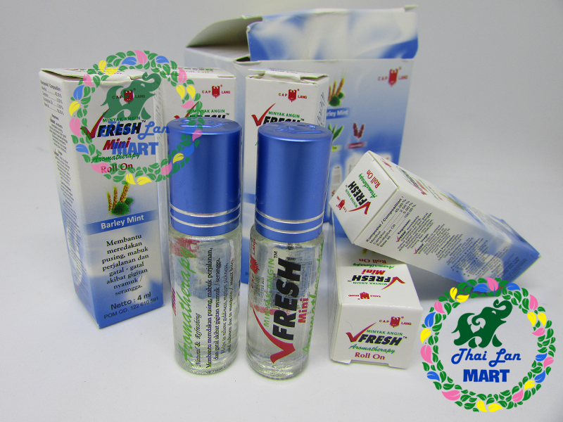 Dầu lăn vfresh mini barley thái lan hương lúa mạch bạc hà 4 ML