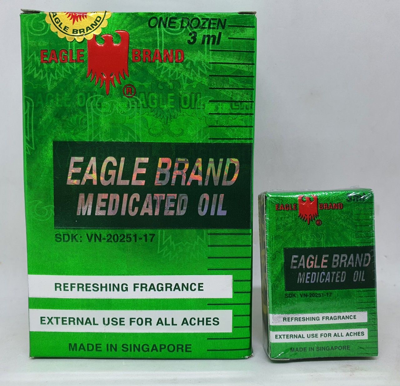 12 chai dầu nước xanh singapore một nắp hàng chính hãng 3 ml