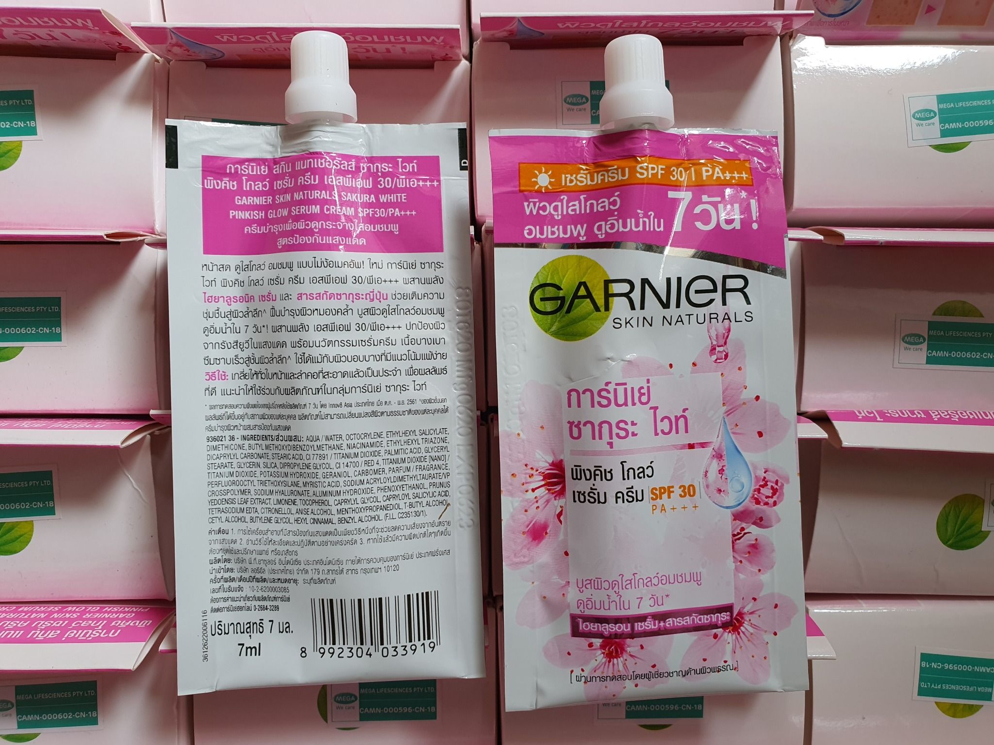 6 tuýp dưỡng trắng da mặt garnier skin naturals màu hồng hàng nội địa chính hãng thái lan 7 ml