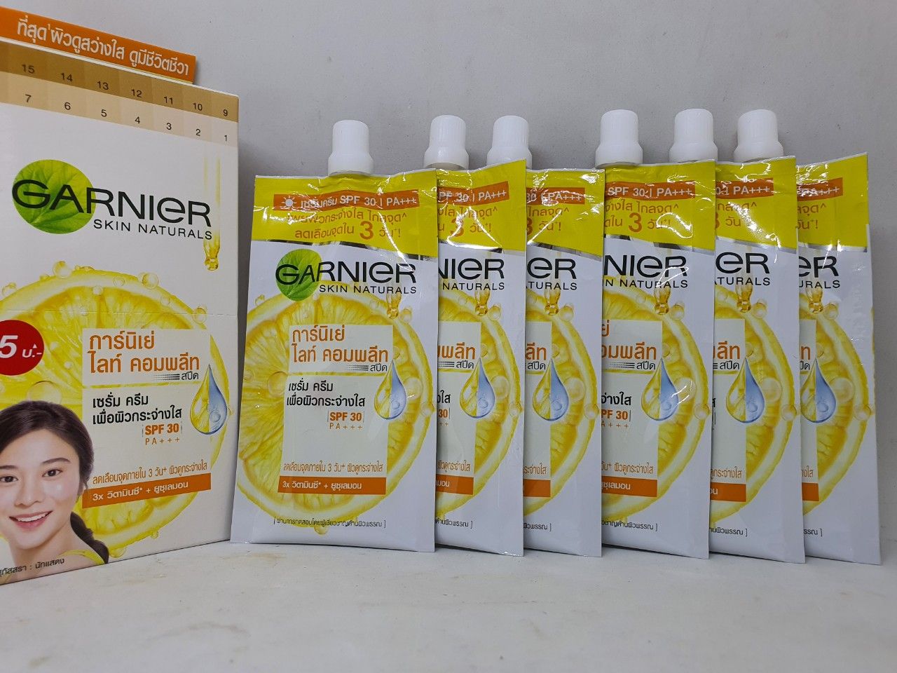 6 tuýp dưỡng trắng da mặt garnier skin naturals màu vàng hàng nội địa chính hãng thái lan 7 ml