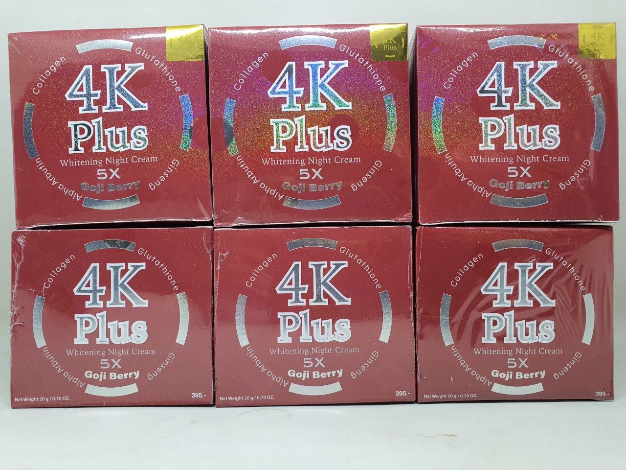 Kem dưỡng trắng da mặt 4k plus whitening night cream màu đỏ dùng ban đêm chính hãng thái lan 20 gam