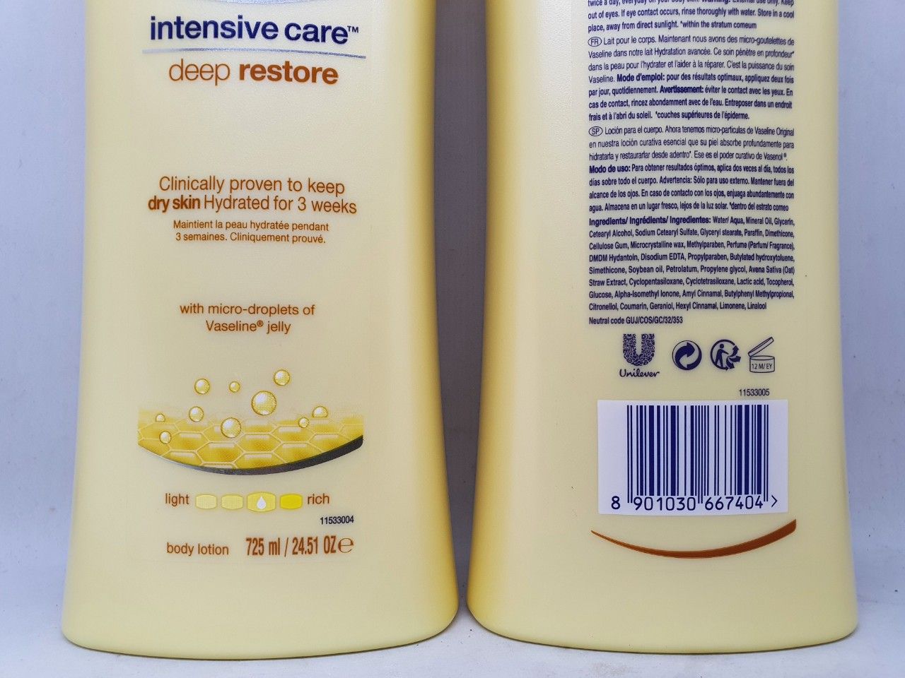 Sữa dưỡng thể vaseline intensive care deep restore india 725 ml