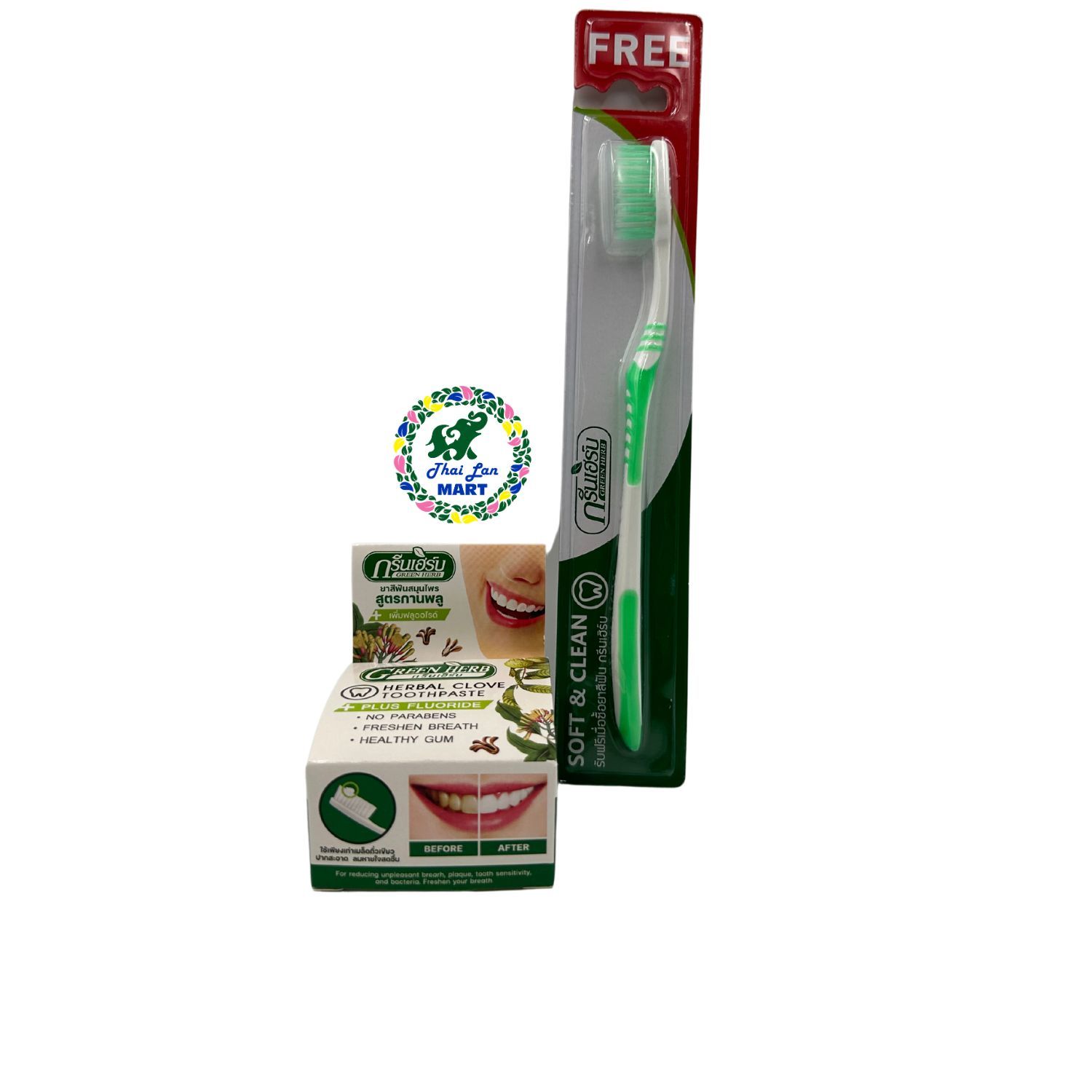  Tẩy trắng răng green herbal clove toothpaste 25g tặng 1 bàn chải cao cấp hàng chính hãng thái lan 