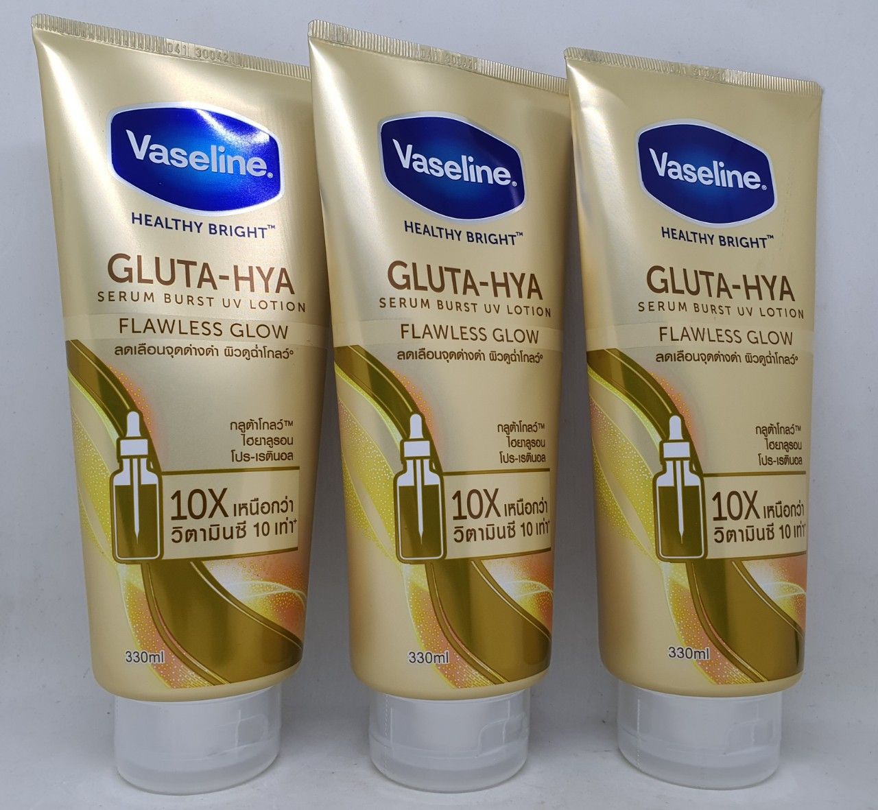Sữa dưỡng thể vaseline 10x healthy bright gluta hya serum burst uv lotion ban ngày thái lan 330 ml