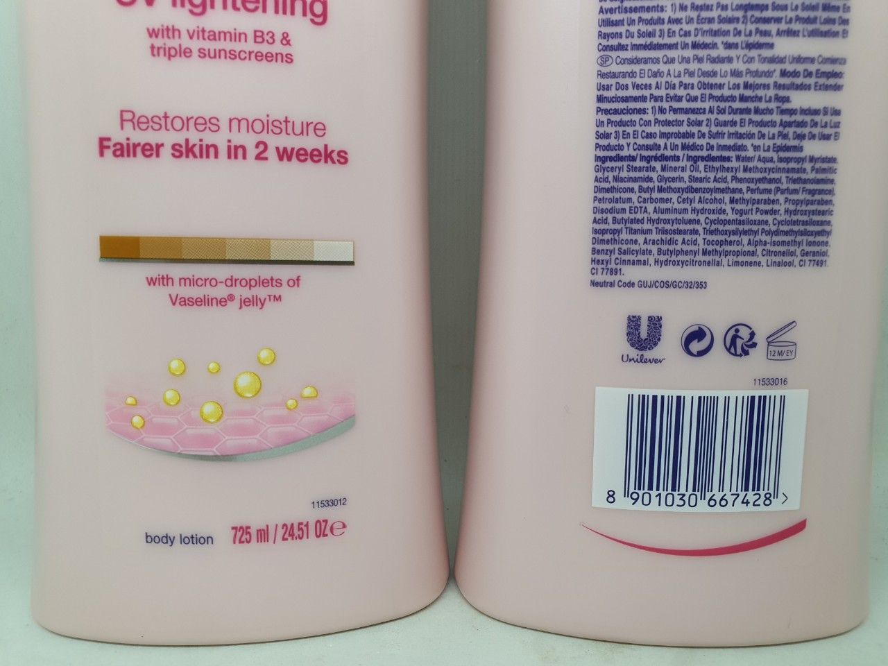 Sữa dưỡng thể vaseline healthy white uv lightening with vitamin b3 & triple sunscreens india 725 ml