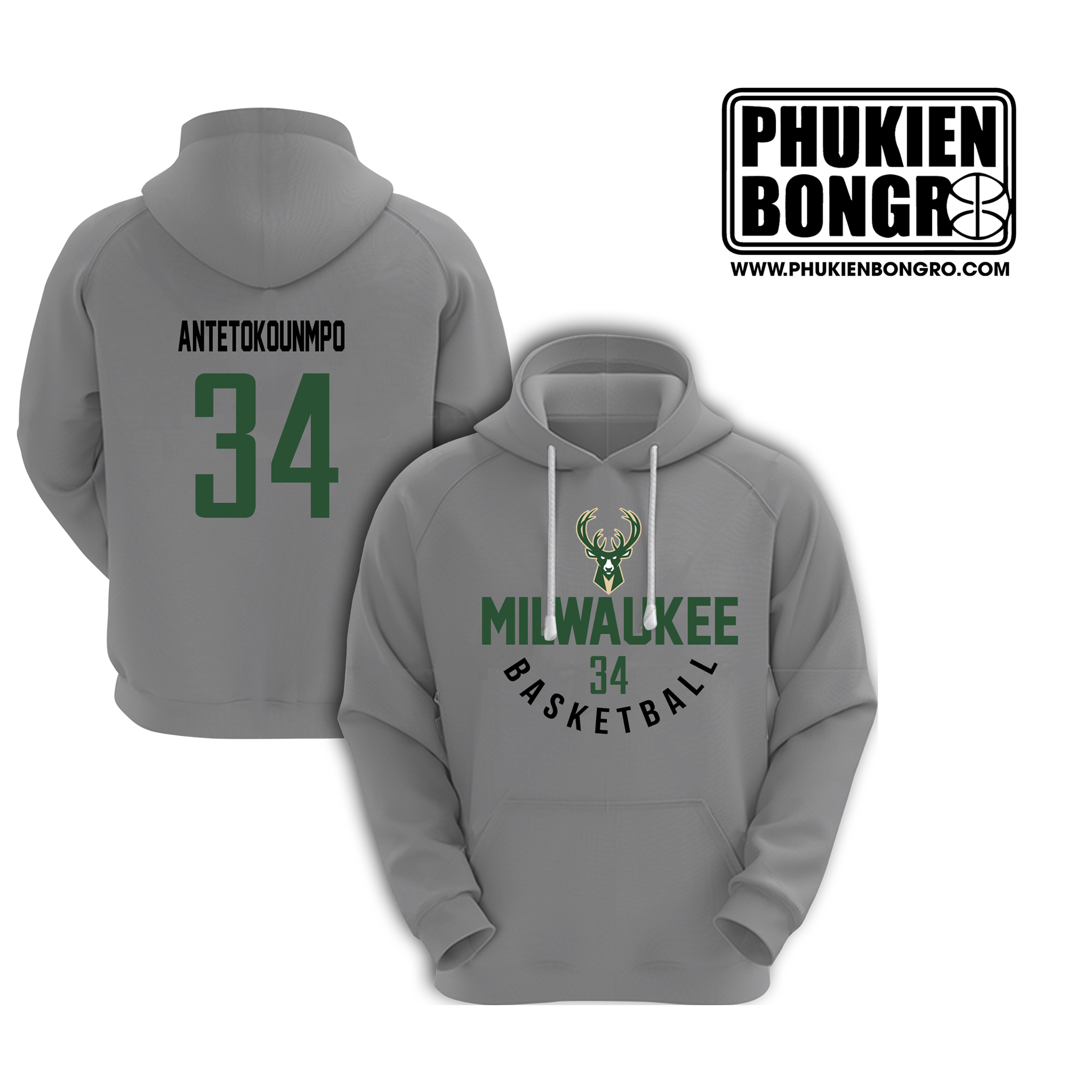 Áo Hoodie Bóng Rổ Milwaukee Bucks