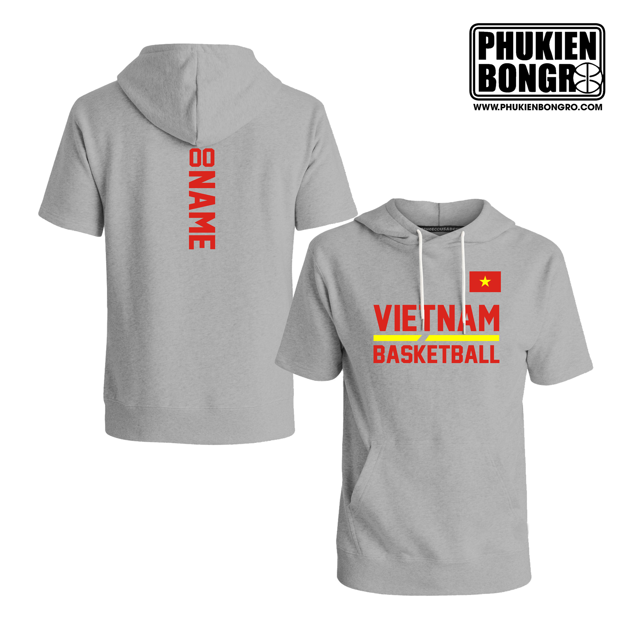 Áo hoodie Bóng Rổ ngắn tay Việt Nam Basketball