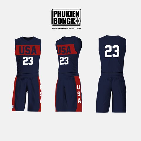  Đồng phục bóng rổ thiết kế USA 23 xanh đen 