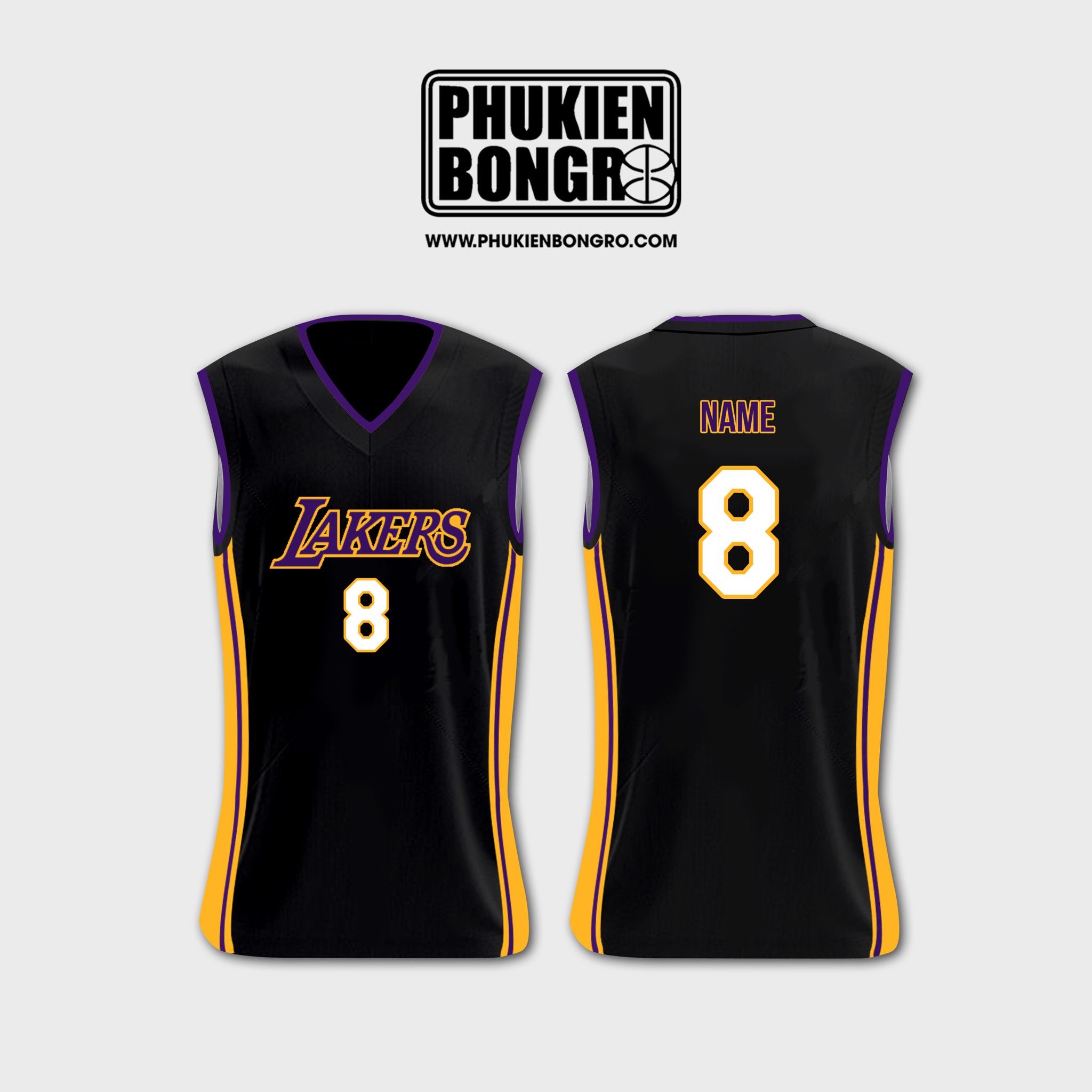 Áo bóng rổ tank top Lakers 8 Kobe Bryant Đen