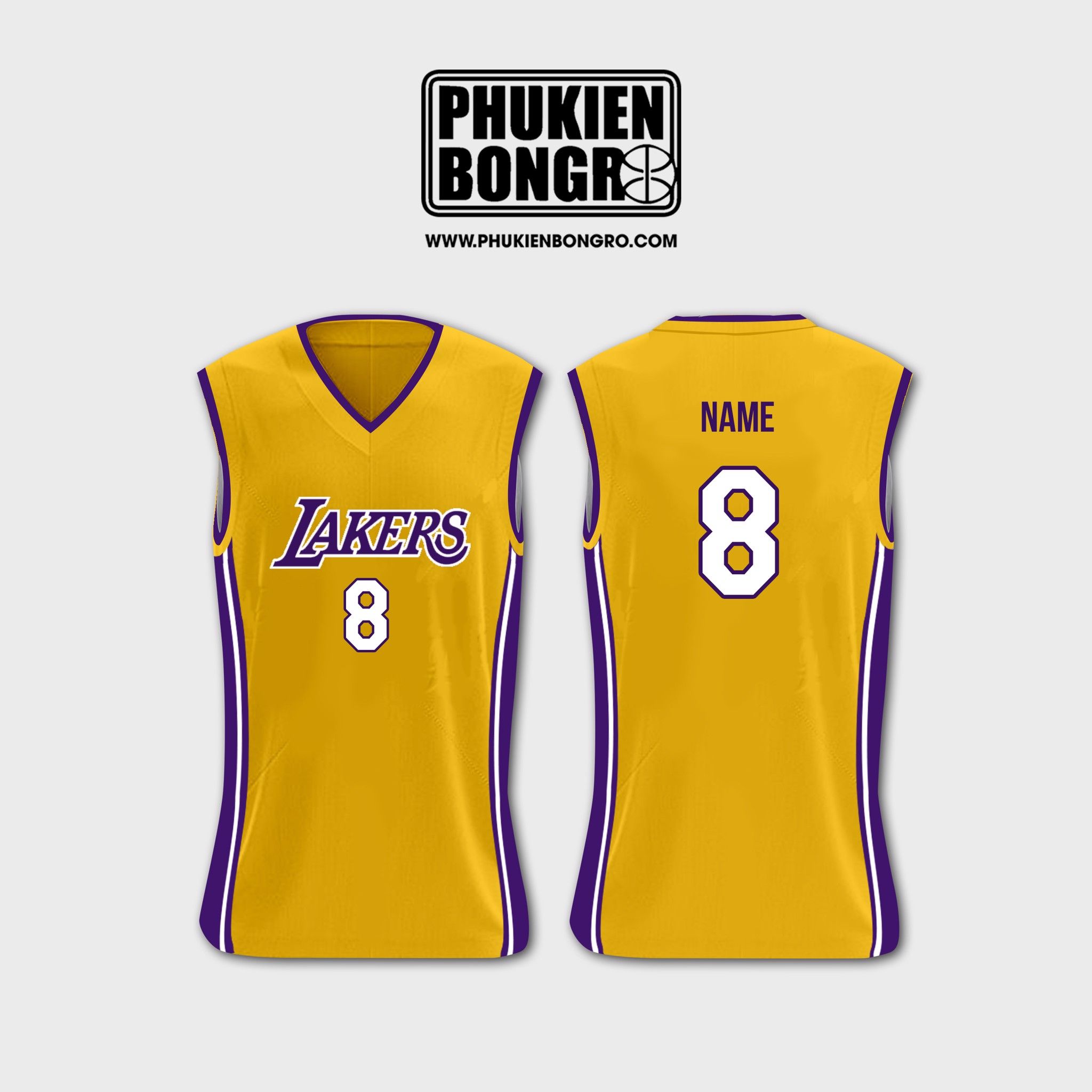 Áo bóng rổ tank top Lakers 8 Kobe Bryant Vàng