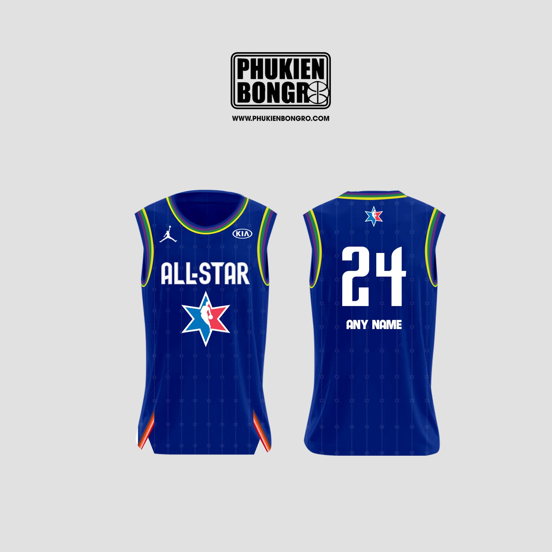 Áo bóng rổ tank top NBA Allstar 2020 Kobe Bryant 24 xanh