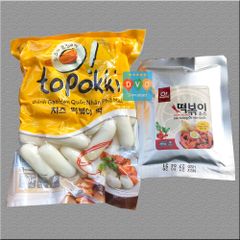 Combo Bánh Gạo TOPOKKI JongGa Cao Cấp 1Kg Và Sốt Cay Ngọt