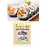 Combo 15 Lá Kim Cuốn Kimbab (3 Tệp 5 Lá) + Mành Cuốn KimBab Dẹp Tre Xanh - Nhập Khẩu Hàn Quốc